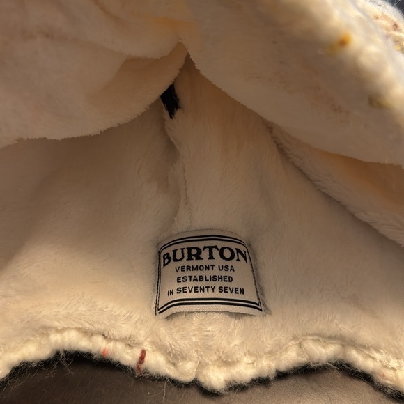 Burton plush fleece lined trapper hat - ivory with various color specs - Picture 2 of 4